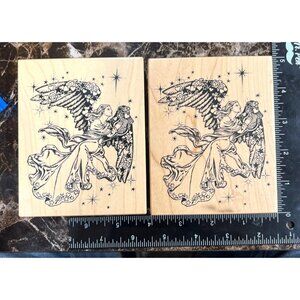 1994 Vintage Golden Angel Wood Mounted Rubber Stamp  by PSX K-1332
